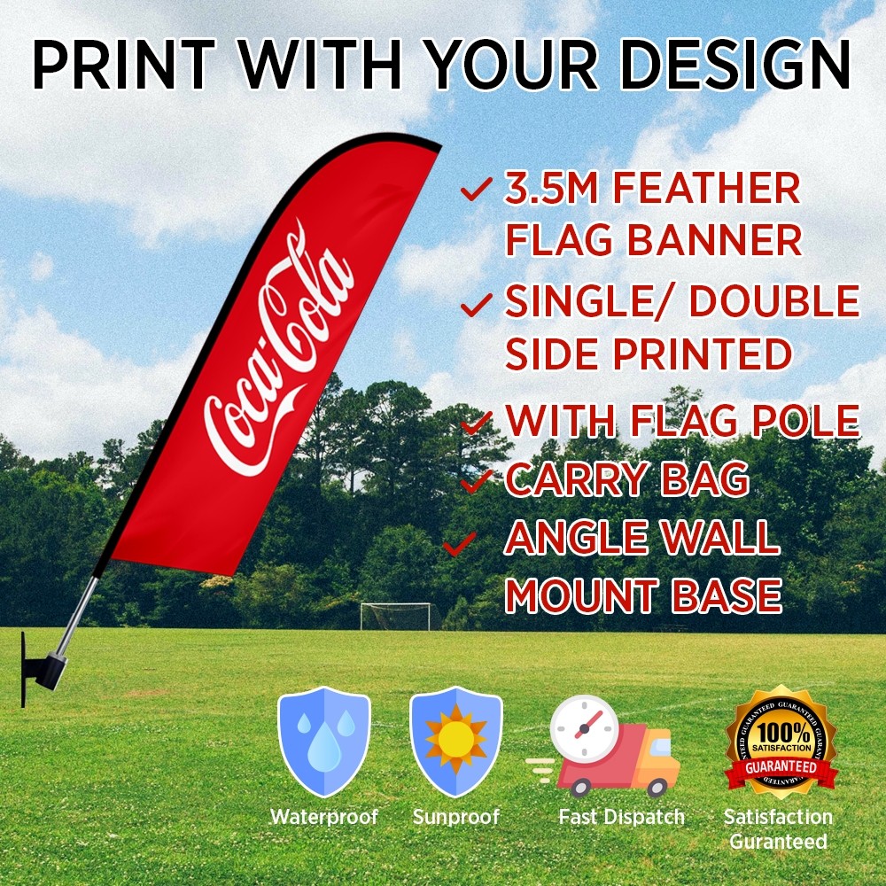 3.5m feather banner with Angle Wall Mount Base