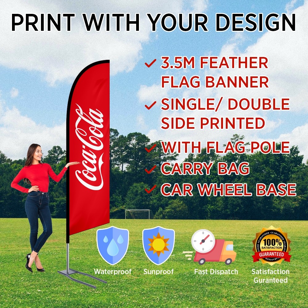 3.5m feather banner with Car Wheel Base
