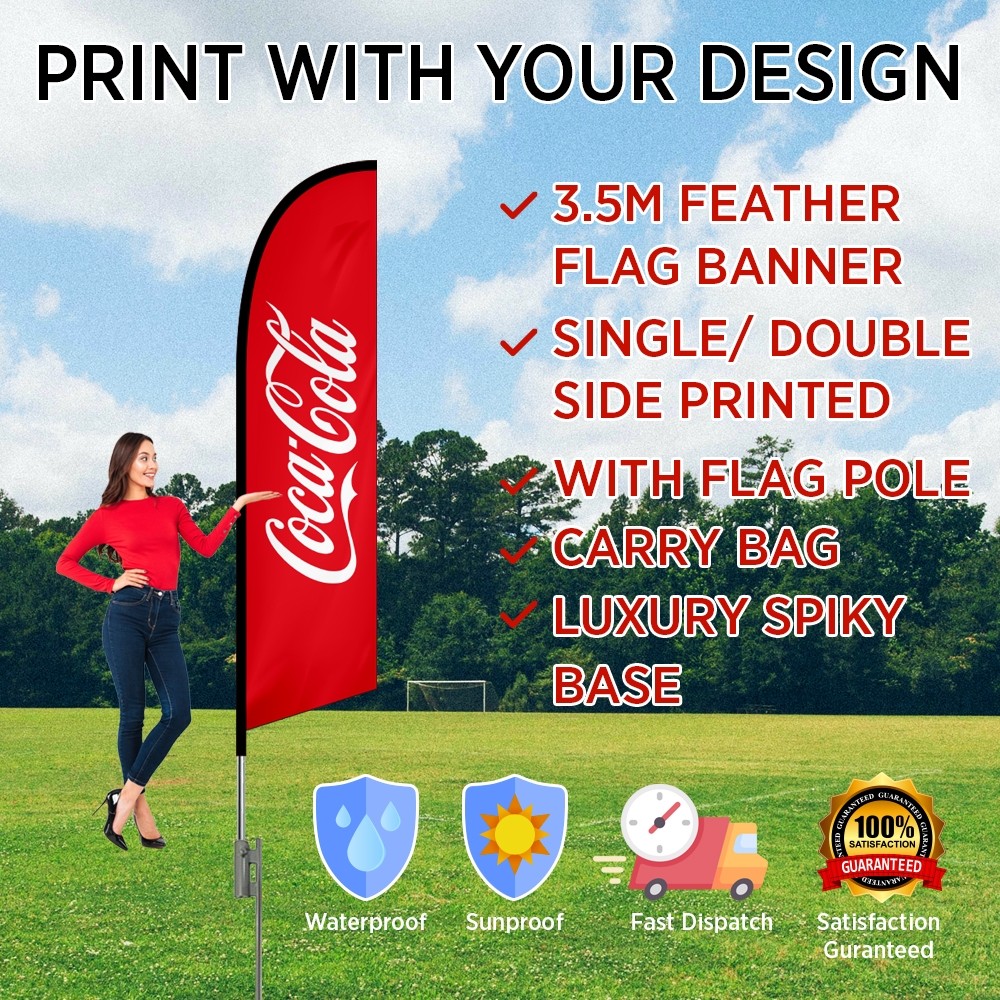 3.5m feather banner with Luxury Spiky Base