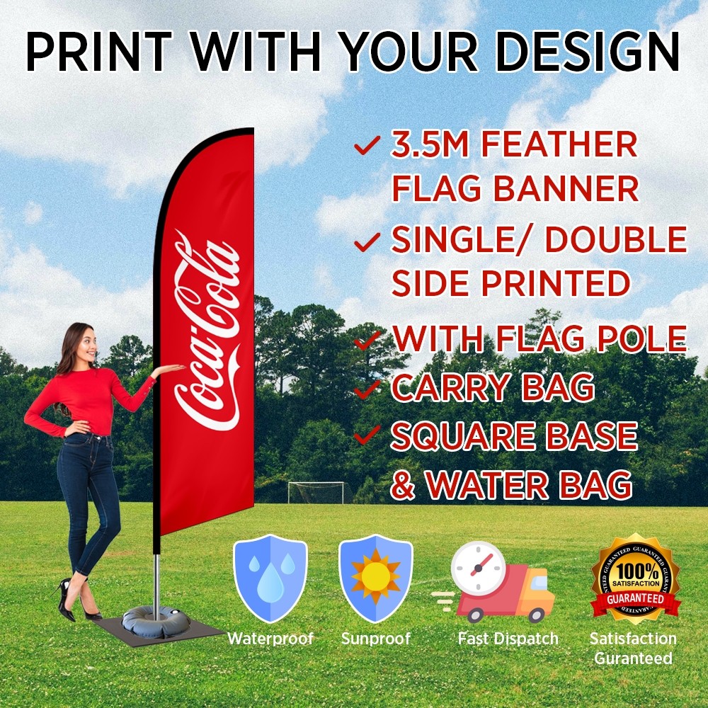 3.5m feather banner with Square Base & water Bag