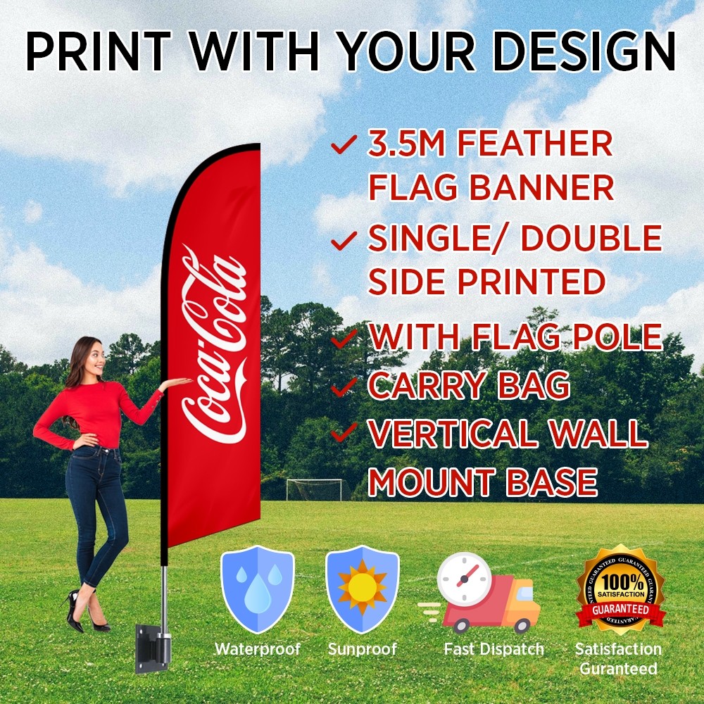 3.5m feather banner with Vertical Wall Mount Base