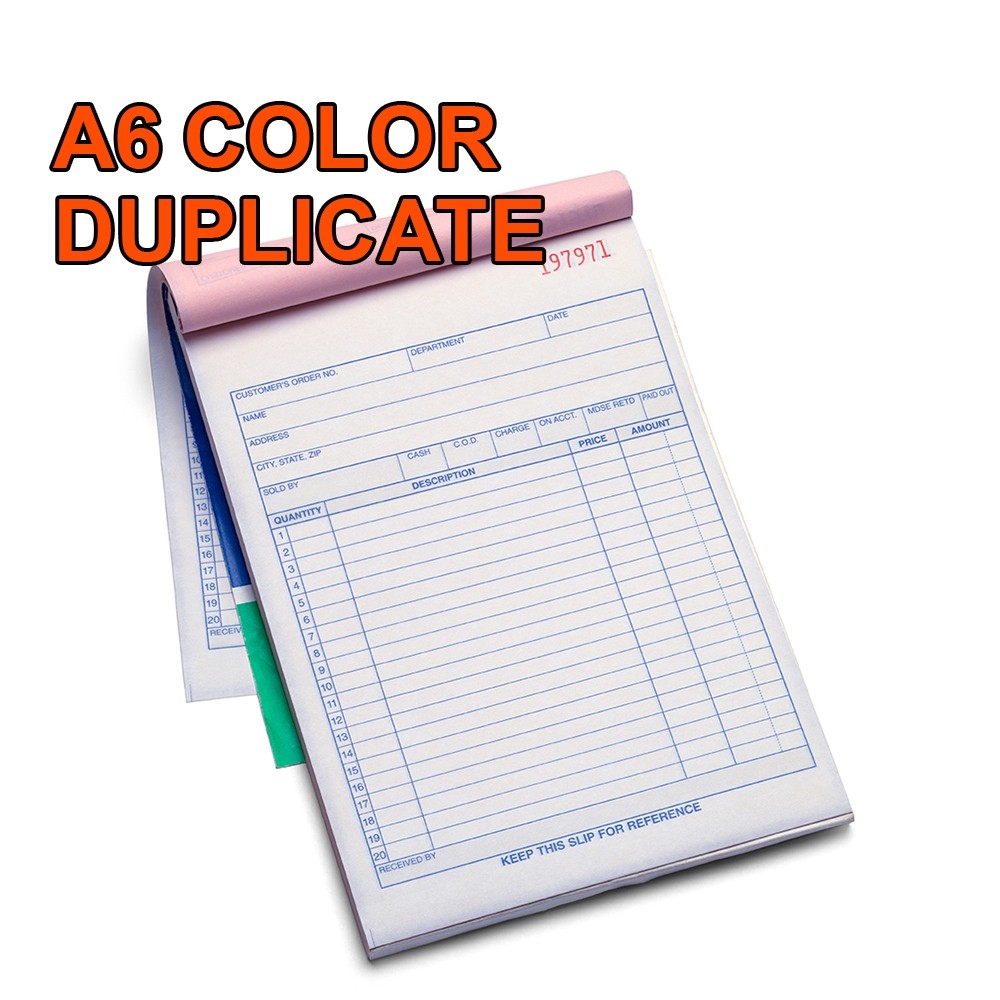 A6 NCR CARBONLESS BOOKS - COLOR - DUPLICATE