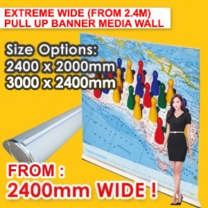EXTREME WIDE PULL UP BANNER MEDIA WALL