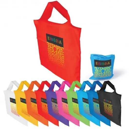 Recycled PET Bags 	Bag - 430mm L x 550mm H Pouch - 135mm L x 135mm H