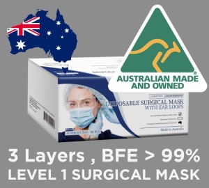 *** AUSTRALIAN MADE*** LEVEL 1 Disposable Surgical Face Mask,General Purpose, BFE>95% 