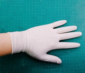 LATEX - WHITE MEDICAL EXAMINATION GLOVE (CLEANING, FOOD PROCEDDING, MEDICAL EXAMINATION)