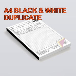 A4 NCR CARBONLESS BOOKS - BLACK & WHITE - DUPLICATE