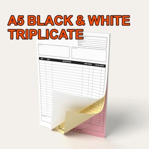 A5 NCR CARBONLESS BOOKS - BLACK & WHITE - TRIPLICATE