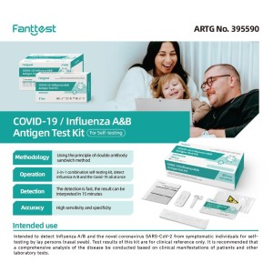 FANTTEST 3 IN 1 TEST KIT , COVID + Influenza A&B Antigen Self Test Kit 